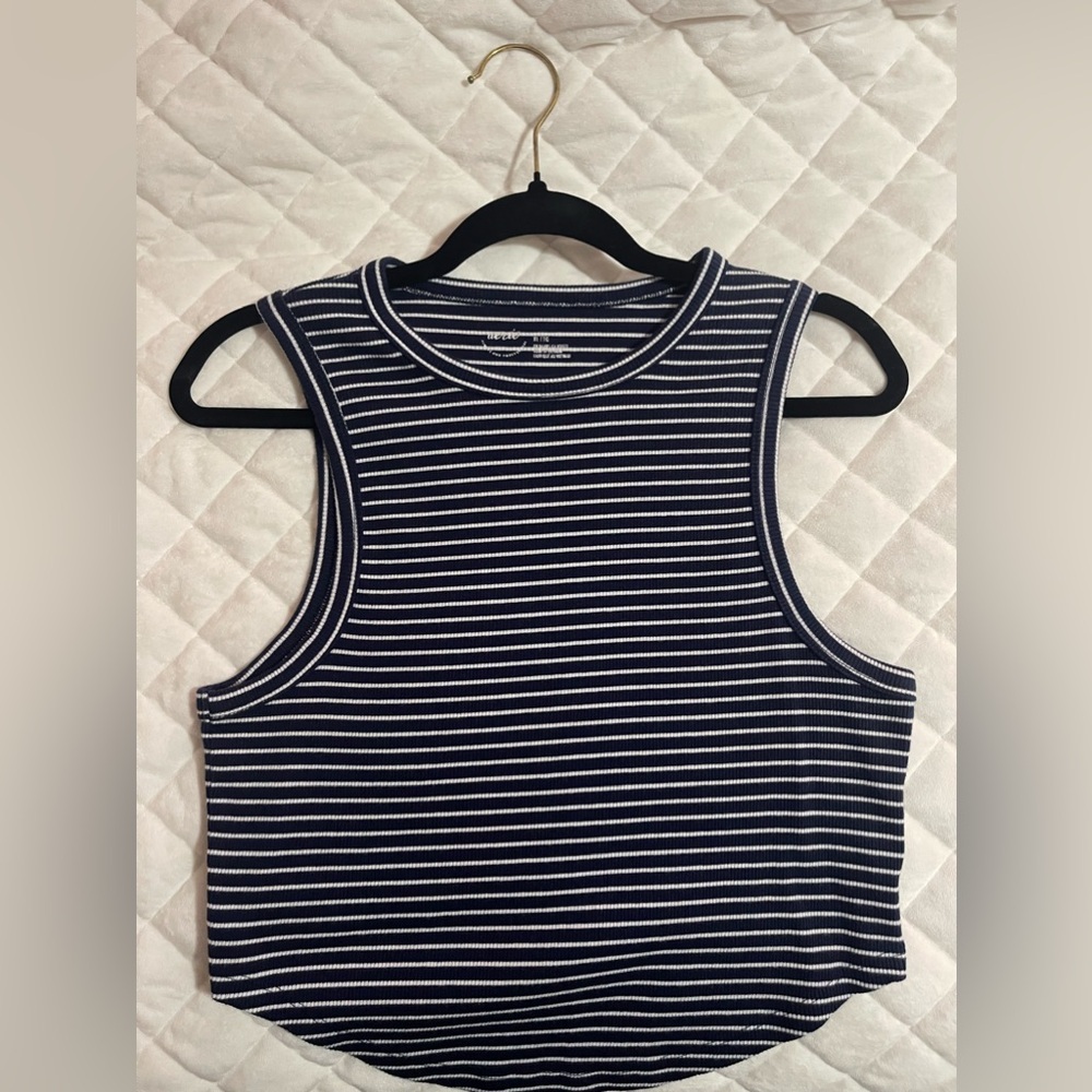 Aerie Navy Stripped Racerback Tank Crop Top